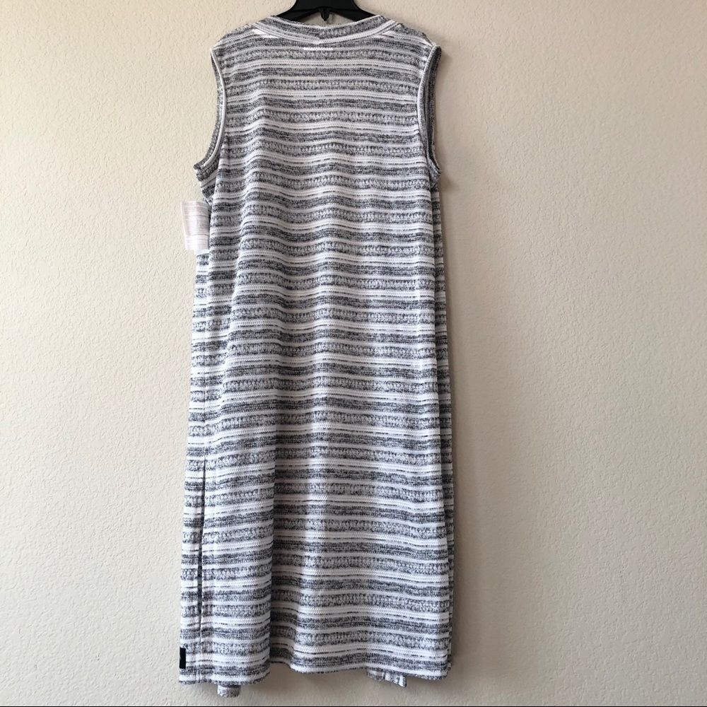 NWT Calvin Klein Loose Knit Duster Black White - Picture 5 of 6